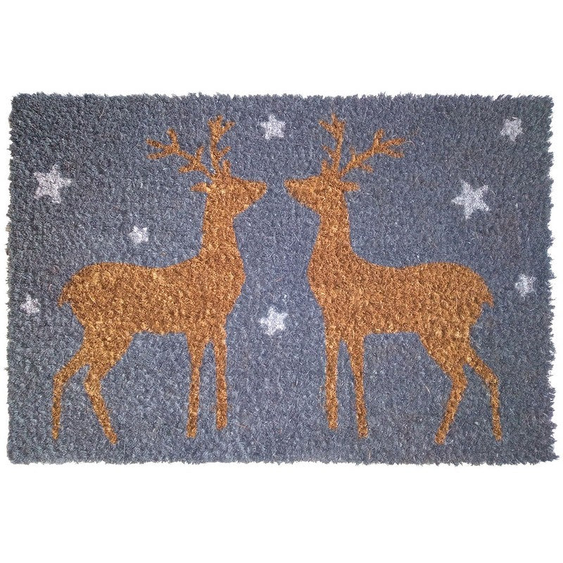 Wensum Doormat Christmas Decoration Grey with Reindeer Pattern - 60cm by Wensum