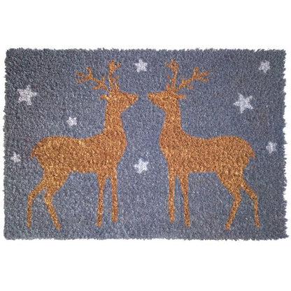 Wensum Doormat Christmas Decoration Grey with Reindeer Pattern - 60cm by Wensum