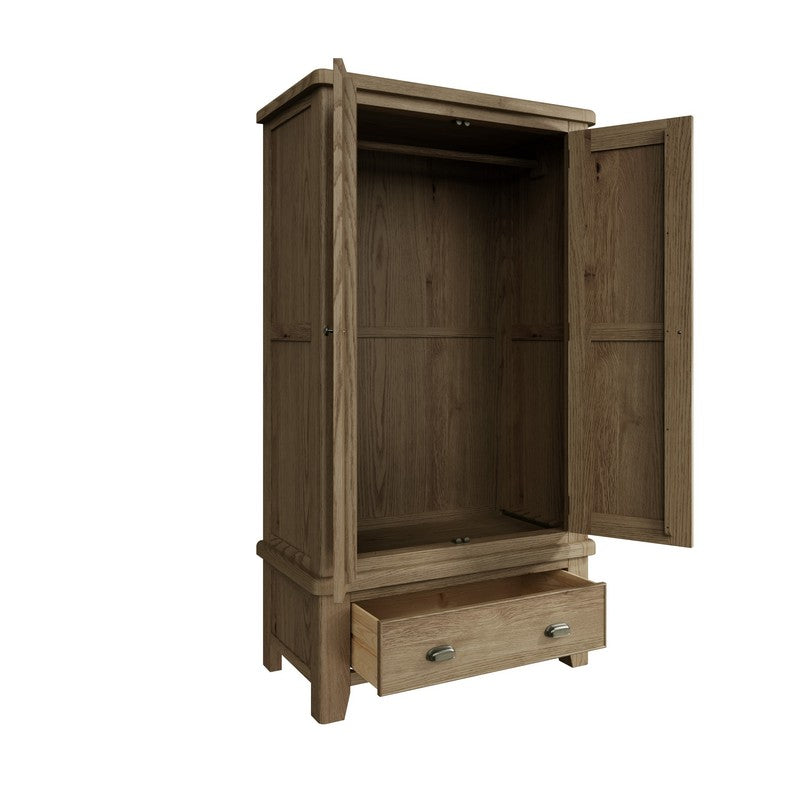 Norfolk Furniture Bondi Tall Wardrobe Oak Natural 2 Doors 1 Drawer