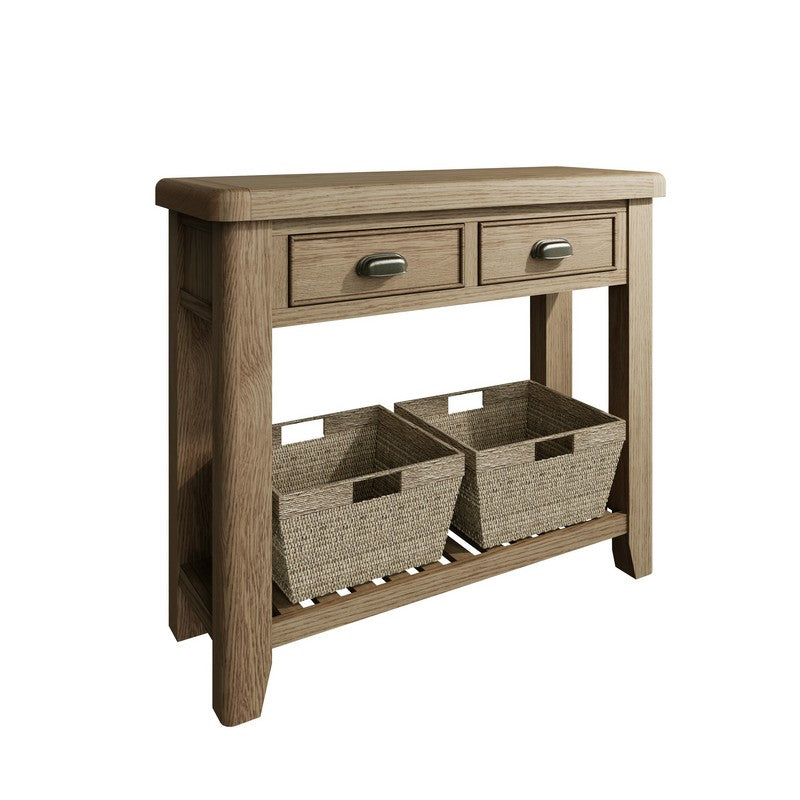 Anglian Furniture Bondi Console Table Oak Natural 2 Drawers