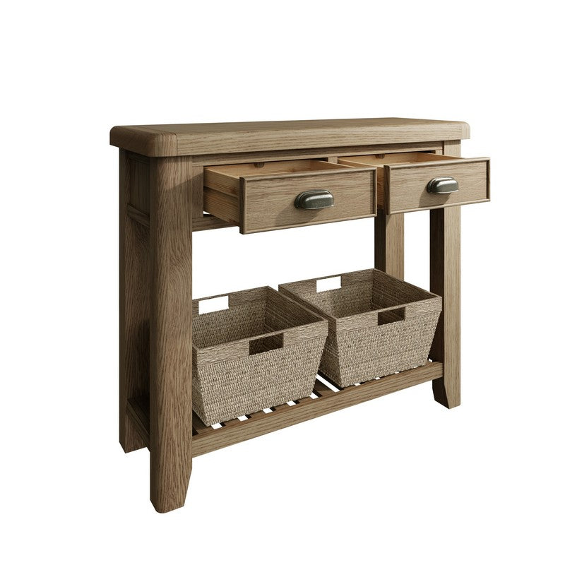 Anglian Furniture Bondi Console Table Oak Natural 2 Drawers