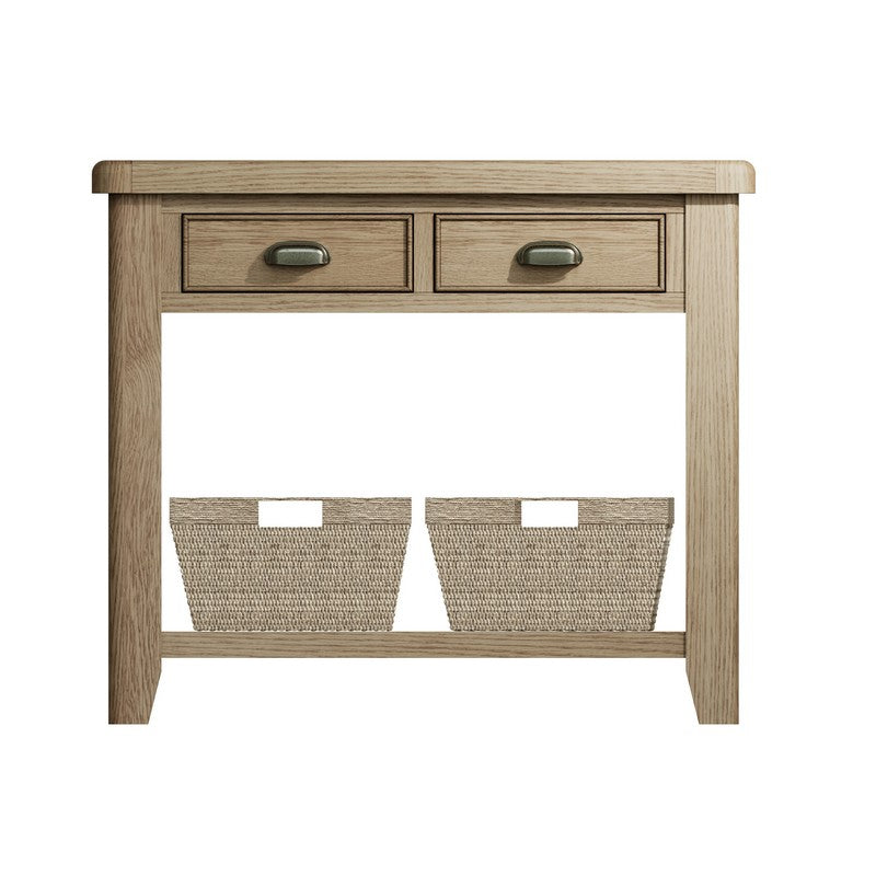 Anglian Furniture Bondi Console Table Oak Natural 2 Drawers