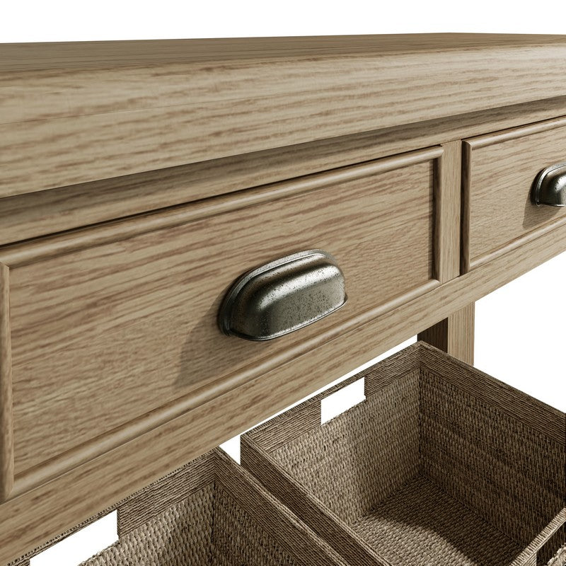 Anglian Furniture Bondi Console Table Oak Natural 2 Drawers