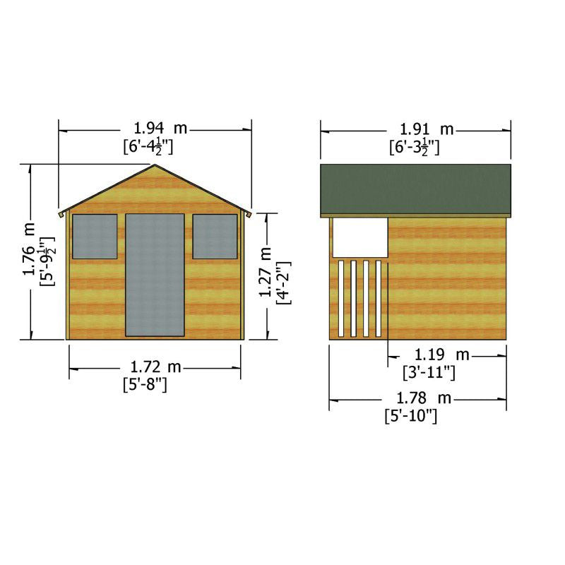 Shire Shire Hobby 6' 5" x 6' 2" Apex Children's Playhouse - Premium Dip Treated Shiplap