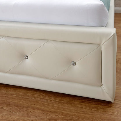 GFW Hollywood King Size Ottoman Bed Faux Leather White 5 x 7ft