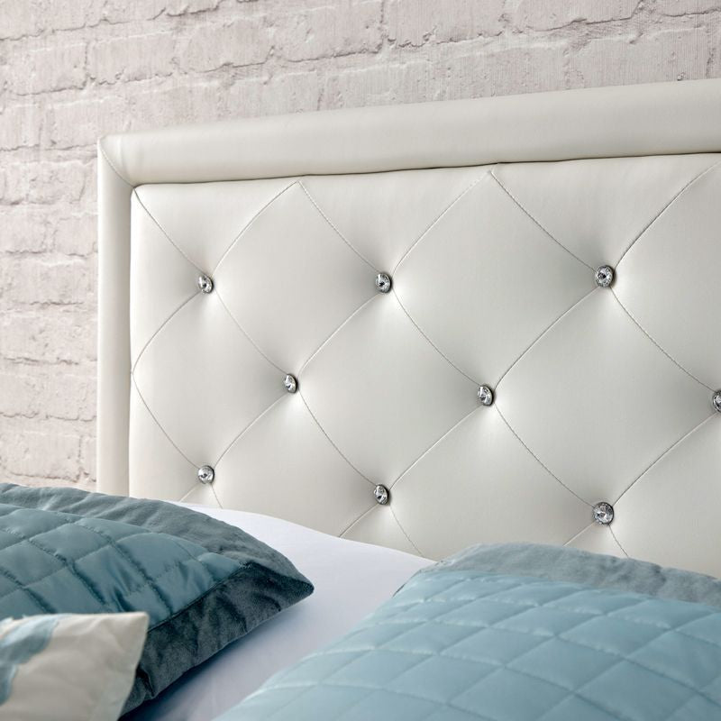 GFW Hollywood King Size Ottoman Bed Faux Leather White 5 x 7ft