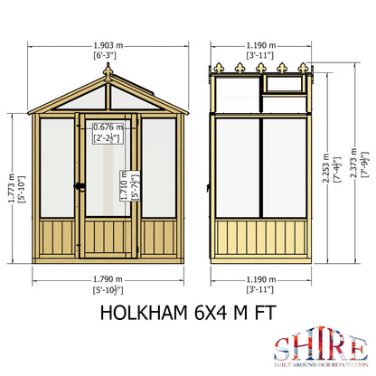 Shire Holkham 3' 10" x 6' 2" Apex Greenhouse - Classic Coated