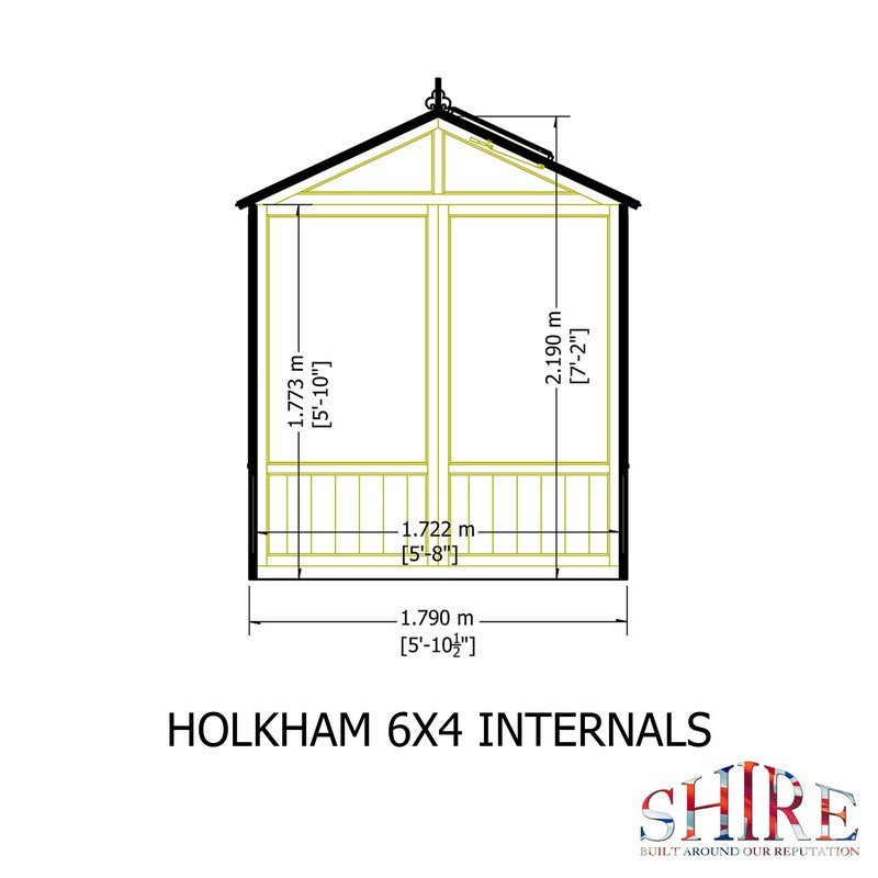 Shire Holkham 3' 10" x 6' 2" Apex Greenhouse - Classic Coated