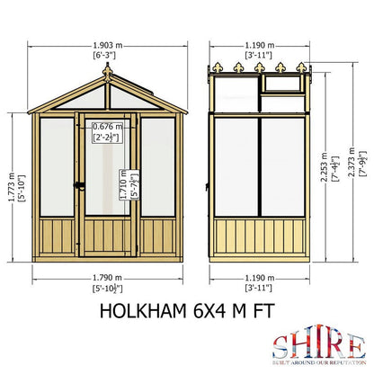 Shire Holkham 3' 10" x 6' 2" Apex Greenhouse - Classic Coated