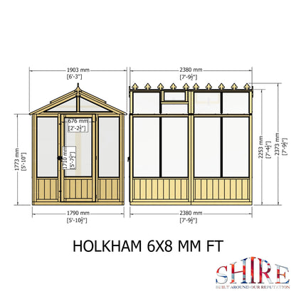 Shire Holkham 7' 9" x 6' 2" Apex Greenhouse - Premium Coated