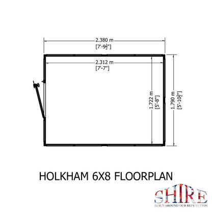 Shire Holkham 7' 9" x 6' 2" Apex Greenhouse - Premium Coated