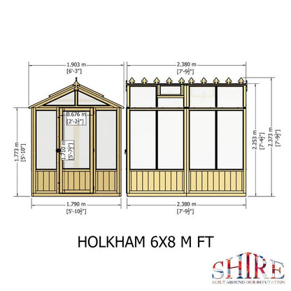 Shire Holkham 7' 9" x 6' 2" Apex Greenhouse - Premium Coated