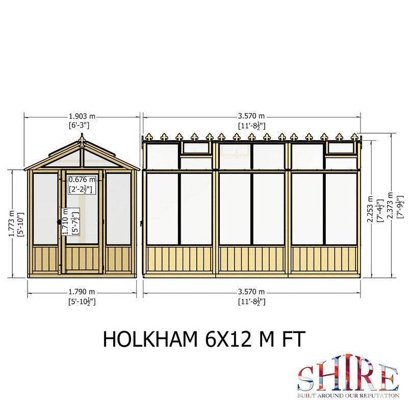 Shire Holkham 11' 8" x 6' 2" Apex Greenhouse - Premium Coated