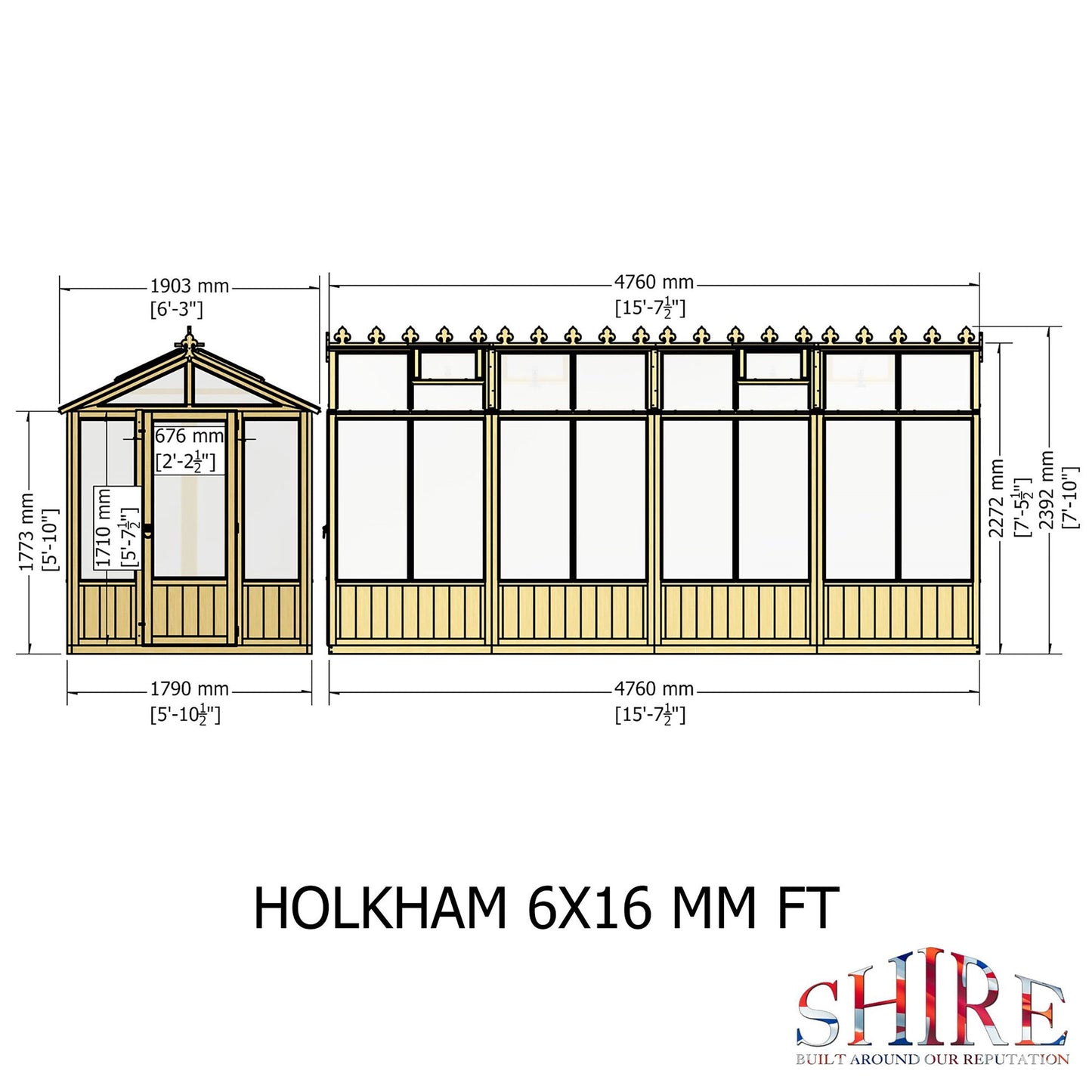 Shire Holkham 15' 7" x 6' 2" Apex Greenhouse - Premium Coated