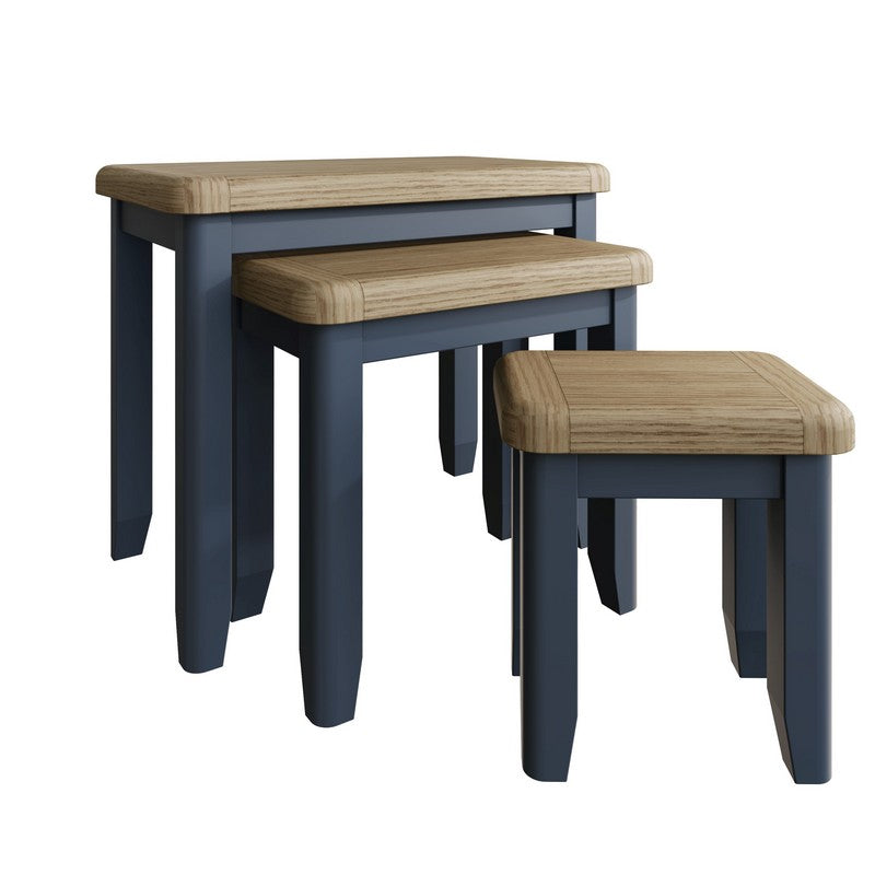 Anglian Furniture 3 Bondi Nest of Tables Oak Blue