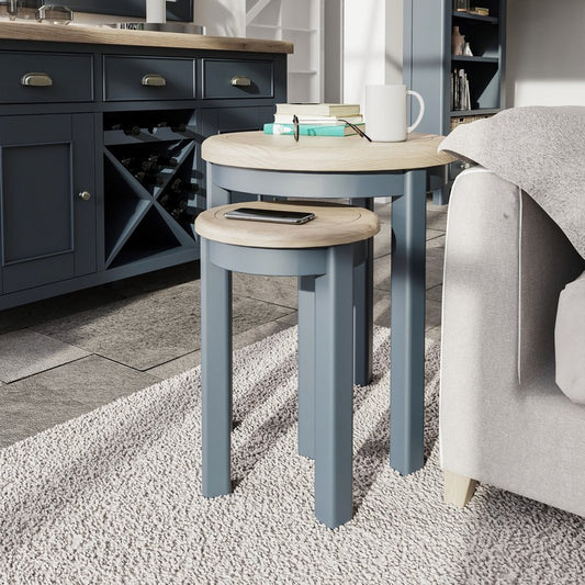 Anglian Furniture Bondi Nest of Tables Oak Blue