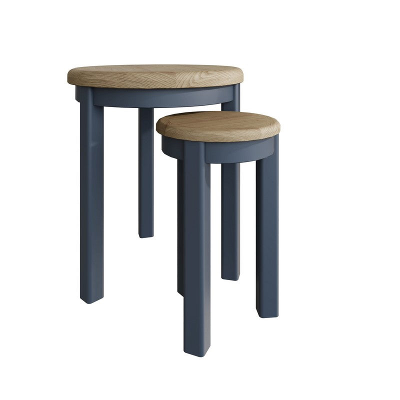 Anglian Furniture Bondi Nest of Tables Oak Blue