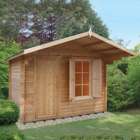 Shire Shire Hopton 9' 9" x 7' 10" Apex Log Cabin - Premium 70mm Cladding Tongue & Groove