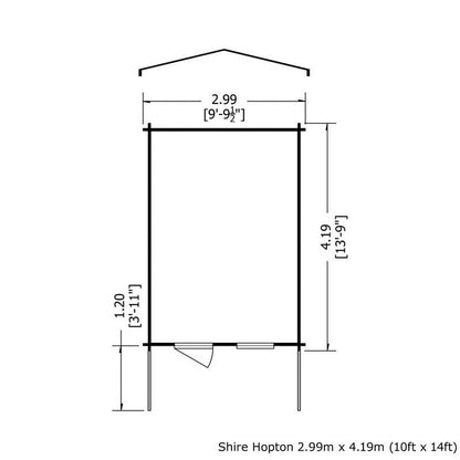 Shire Shire Hopton 9' 9" x 13' 8" Apex Log Cabin - Premium 34mm Cladding Tongue & Groove