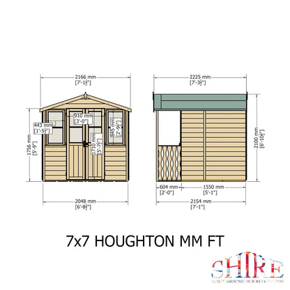 Shire Houghton 6' 8" x 7' 4" Apex Summerhouse - Premium Dip Treated Shiplap