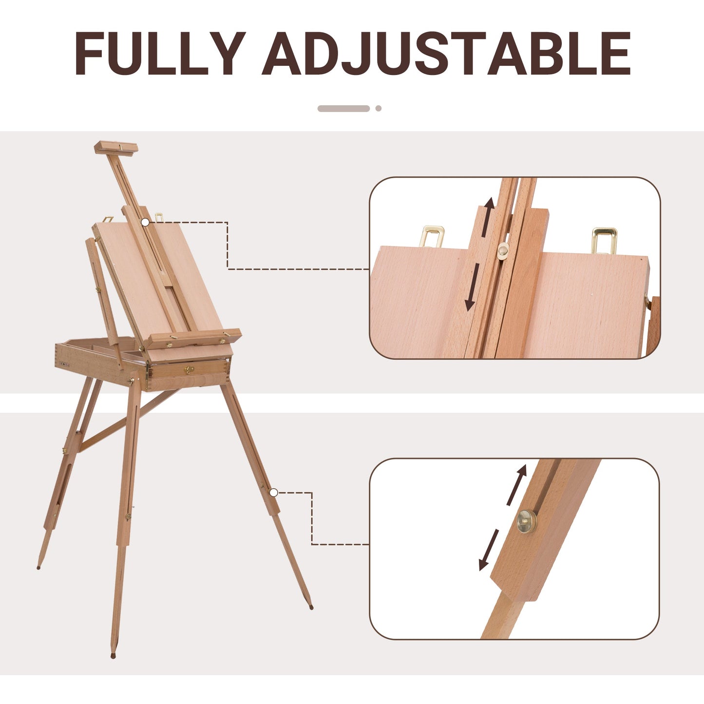 Wooden Art Easel Tripod Sketch Artist Painters Craft Portable Folding Drawing Board Lightweight - Natural Wood