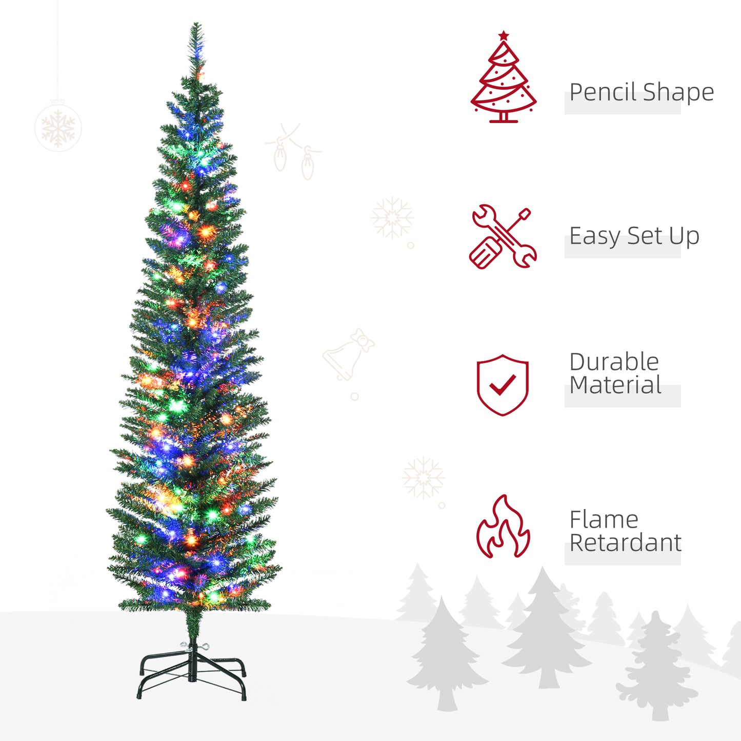 6ft Prelit Christmas Tree Artificial - with LED Lights Multicoloured 390 Tips