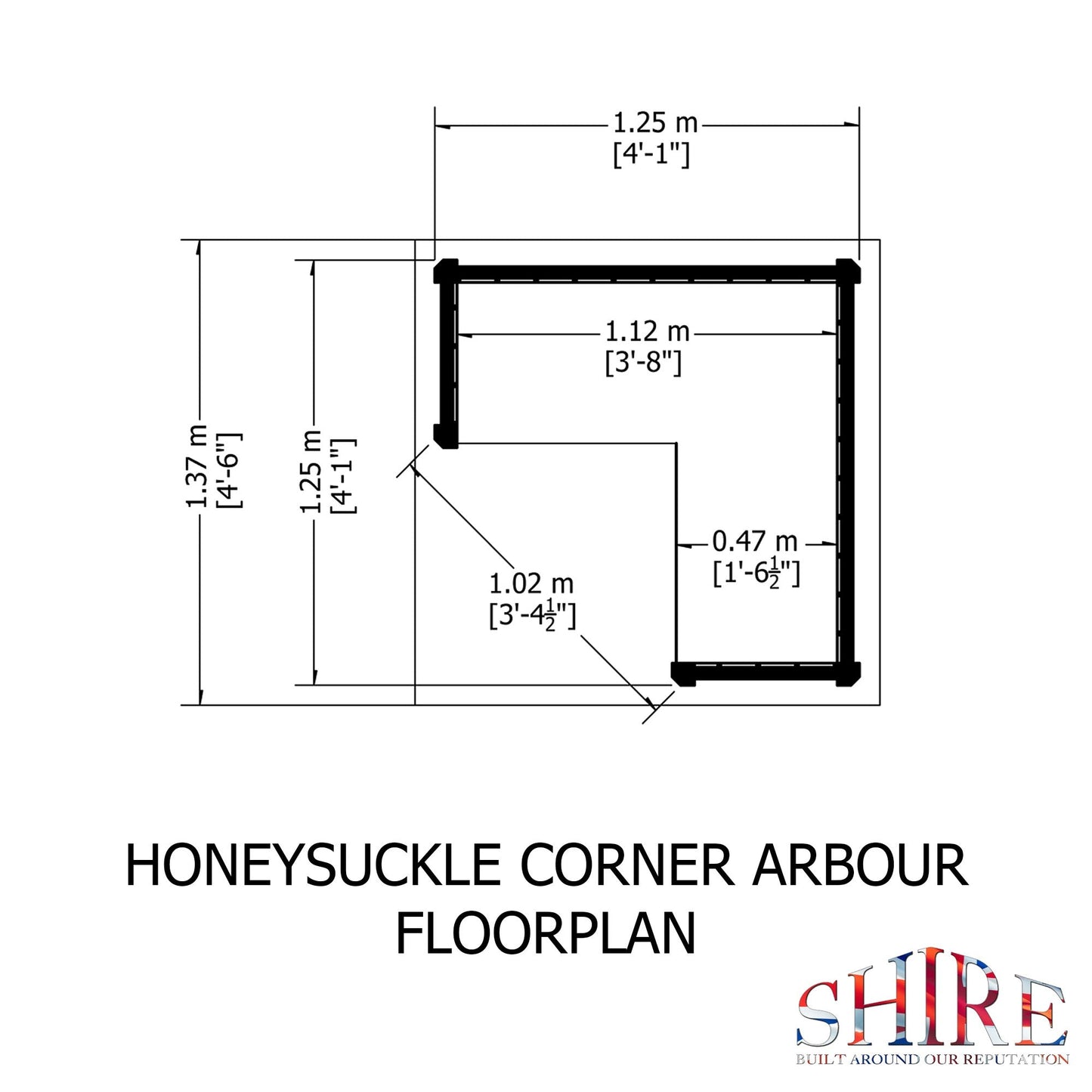 Shire Blue Honeysuckle Corner Garden Arbour 4' x 4'