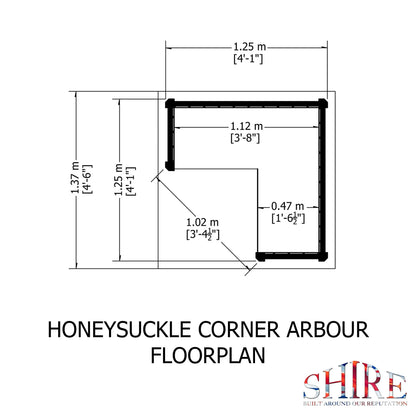 Shire Blue Honeysuckle Corner Garden Arbour 4' x 4'