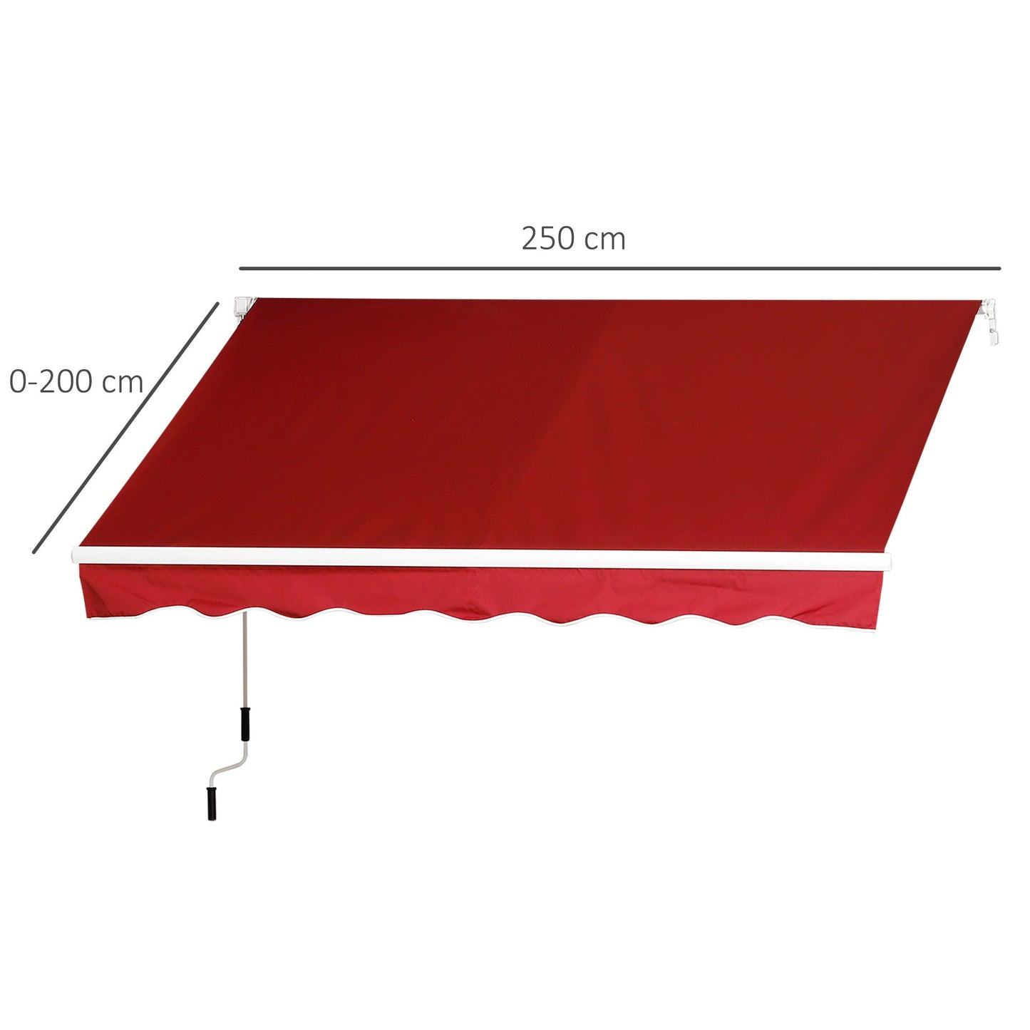 Outsunny Manual Retractable Patio Awning Shelter Uv Protection 2.5Mx2M