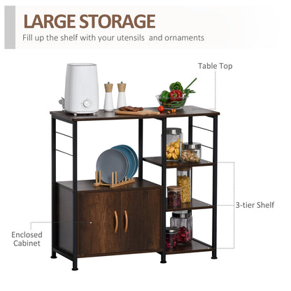 Industrial Storage Shelf Kitchen Cupboard Sideboard Metal Frame End Desk with Cabinet & Rack for Dining Room