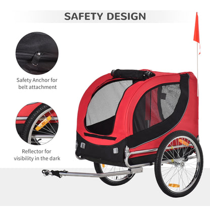 PawHut Folding Bicycle Pet Trailer W/Removable Cover-Red