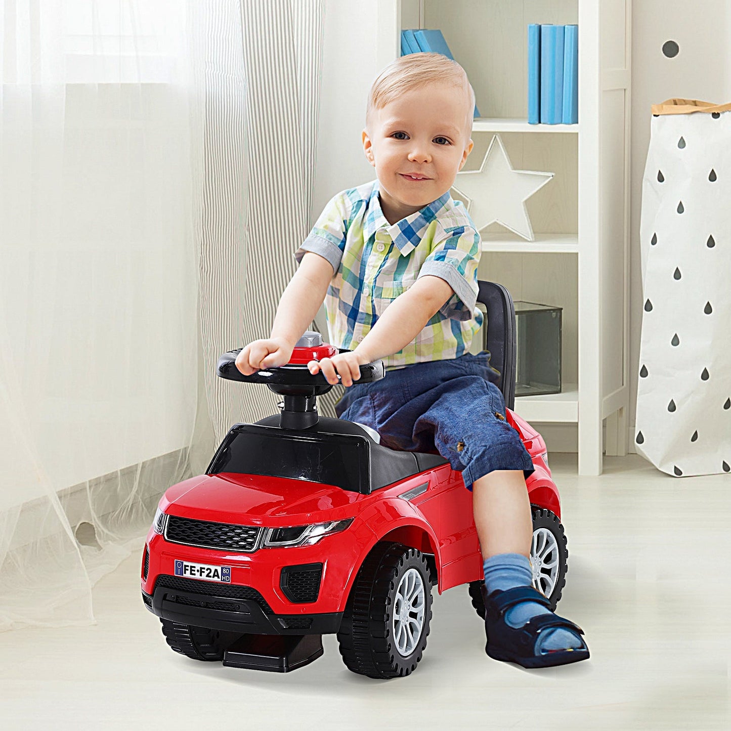 3-in-1 Ride On Car Foot To Floor Slider Toddler w/ Horn Steering Wheel NO POWER Manual Under Seat Storage Safe Design for 1-3 Year Old Red