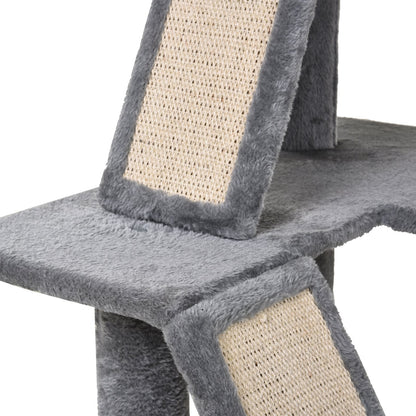 PawHut Cat Tree Tower with Sisal-Covered Scratching Posts and Ladders for Climbing and Playing