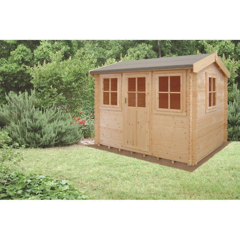 Shire Shire Hemsted 11' 9" x 9' 9" Reverse Apex Log Cabin - Premium 44mm Cladding Tongue & Groove