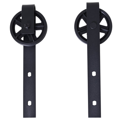 Carbon Steel 6.6' Sliding Barn Door Hardware Kit-Frosted Black