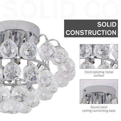 30x30cm K9 Crystal Droplets Ceiling Pendant Light Silver