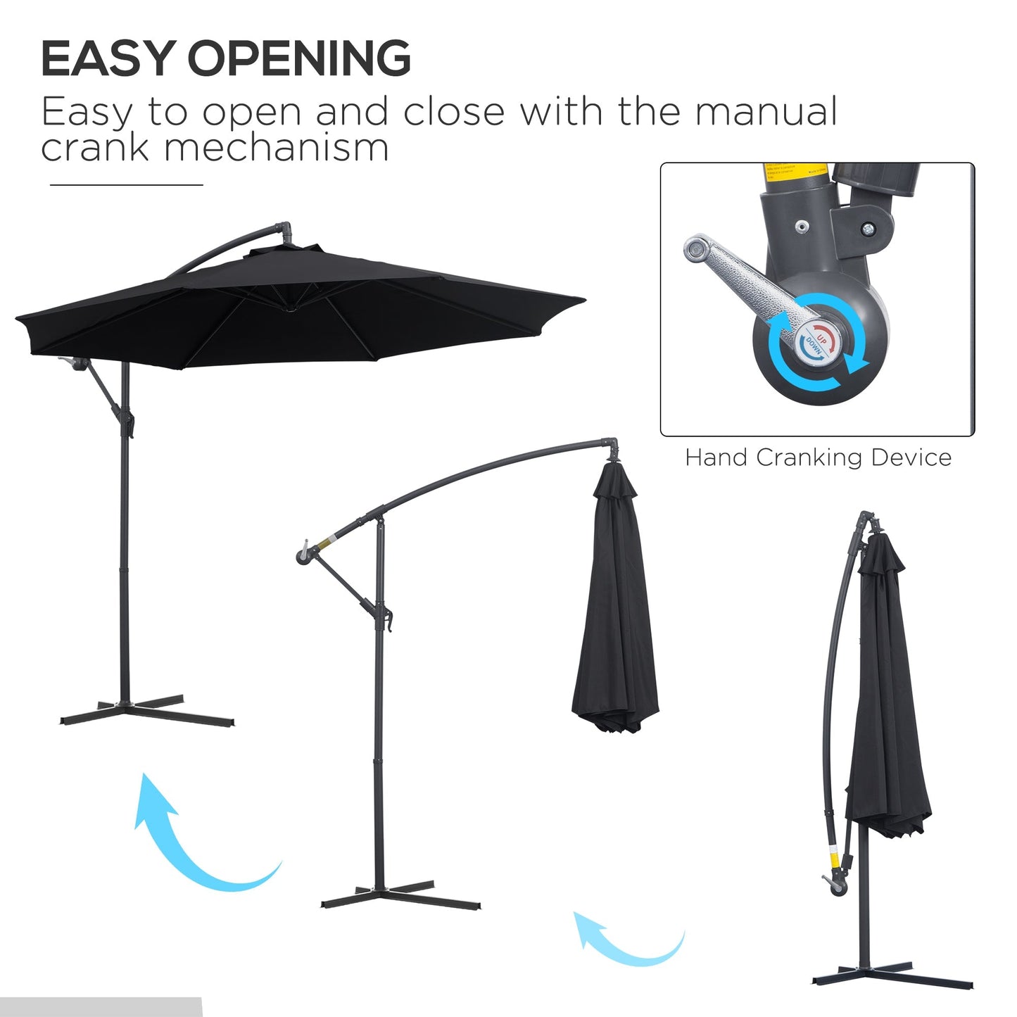 Outsunny 3 M Banana Parasol-Black