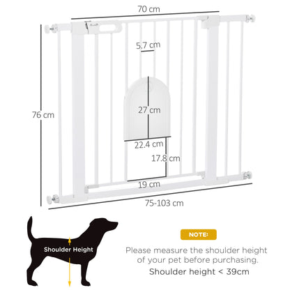 PawHut Dog Gate with Cat Flap Pet Safety Gate Barrier