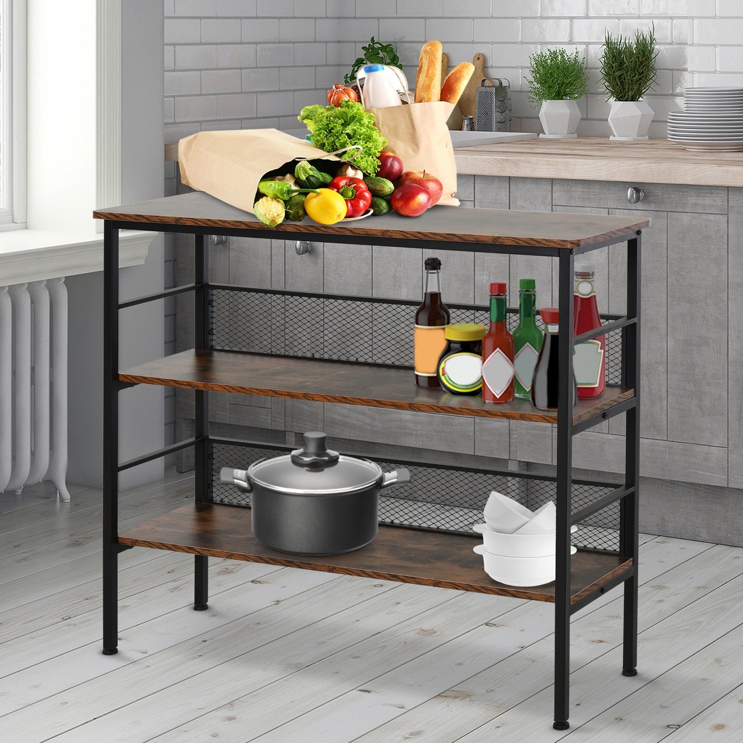 Industrial-Style Three Tier Shelf