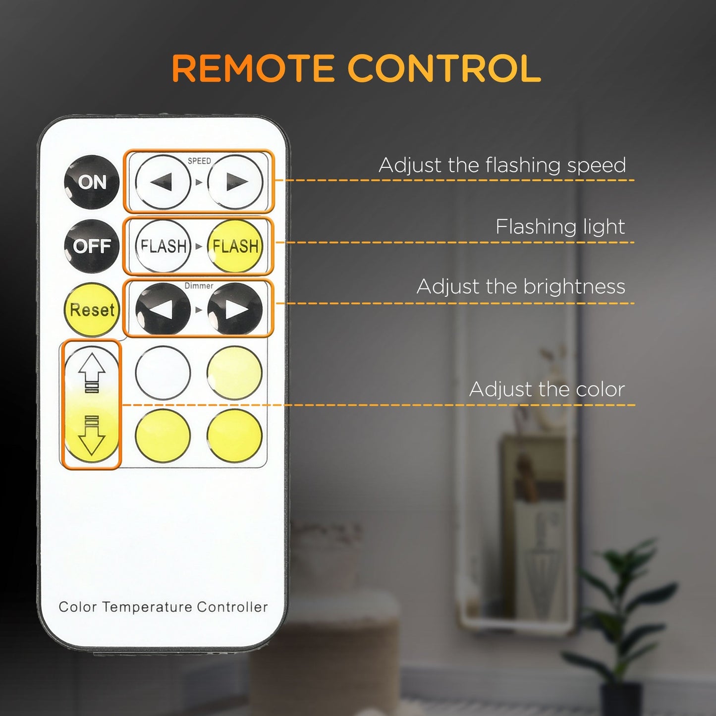 Full-Length Mirror with LED Lights and Remote Control