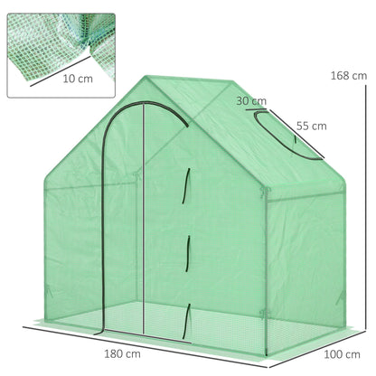 3.4x5.9ft Walk-In Greenhouse Outdoor Garden Plant Shelter w/ Steel Frame Window