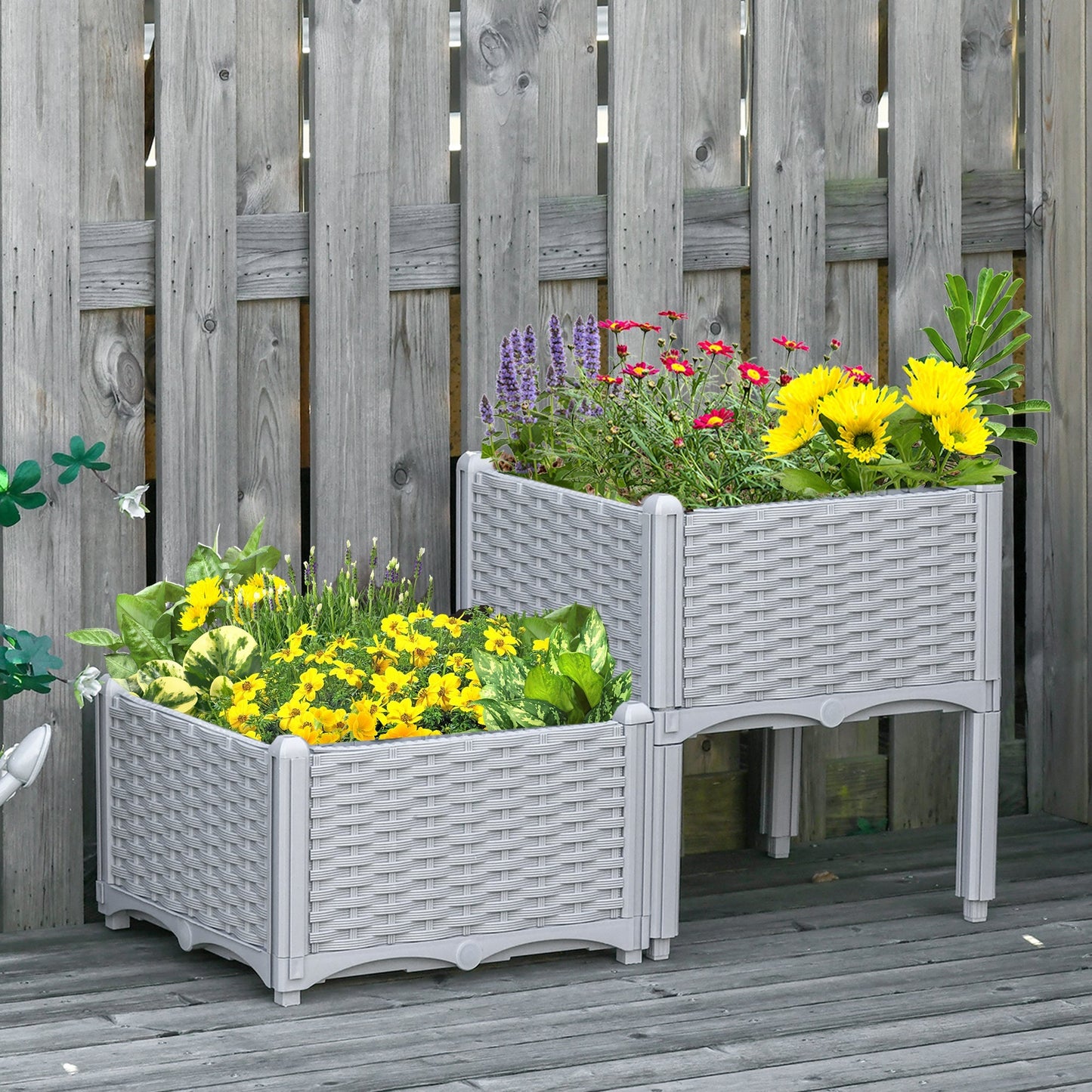 Raised Flower Bed Vegetable Herb Plant Stand Lightweight - 40L x 40W x 44H CM