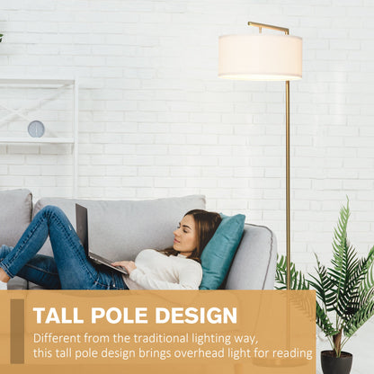 Modern Floor Lamp Tall Pole Light with Linen Shade E27 Holder for Home Office