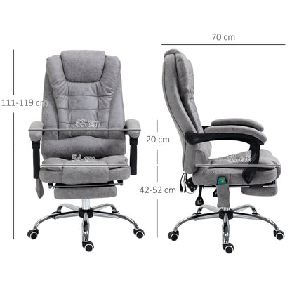 Vinsetto Heated 6 Points Vibration Massage Executive Office Chair Adjustable Swivel Ergonomic High Back Desk Chair Recliner With Footrest Grey