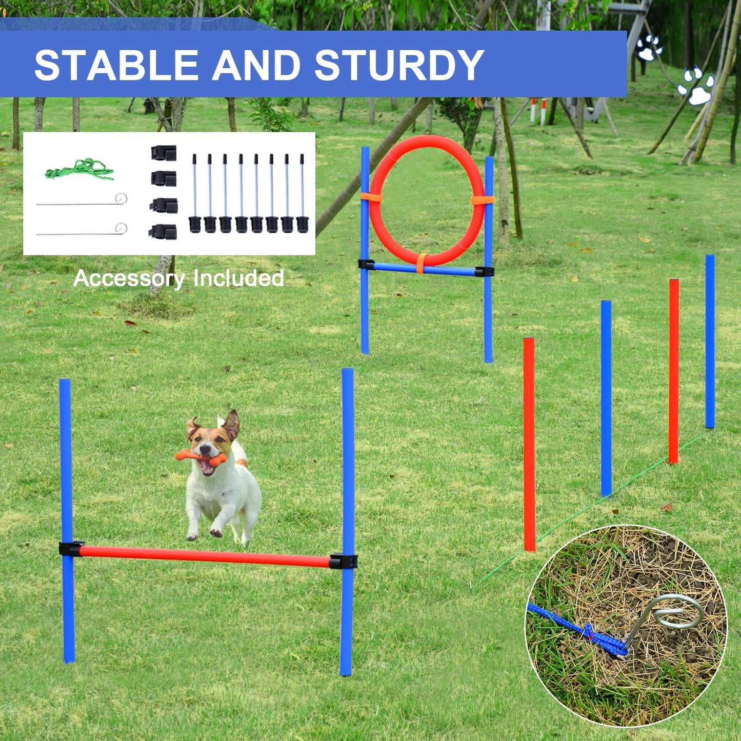 PawHut Pet Agility Training Puppy Training Adjustable Set