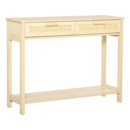 Console Sofa Table Hallway Side Desk with Storage Shelf Drawer for Entryway Living Room Bedroom Natural