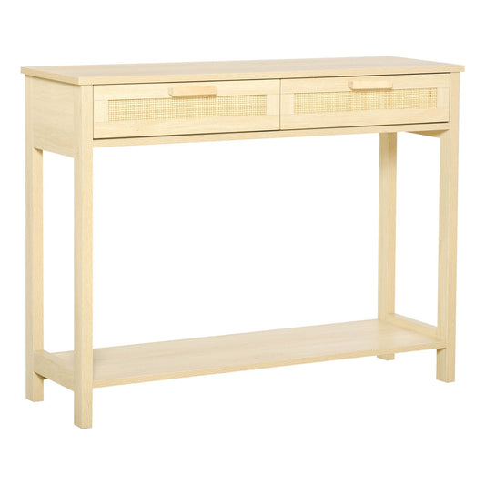 Console Sofa Table Hallway Side Desk with Storage Shelf Drawer for Entryway Living Room Bedroom Natural