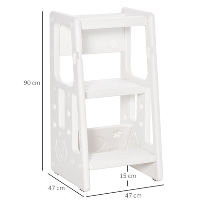 Kids Step Stool Adjustable Standing Platform Toddler Kitchen Stool -Standing Tower for Kids Kitchen Counter with Three Adjustable Heights