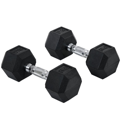 2x8kg Hex Dumbbell Rubber Weights Sets Hexagonal Gym Fitness Lifting Home