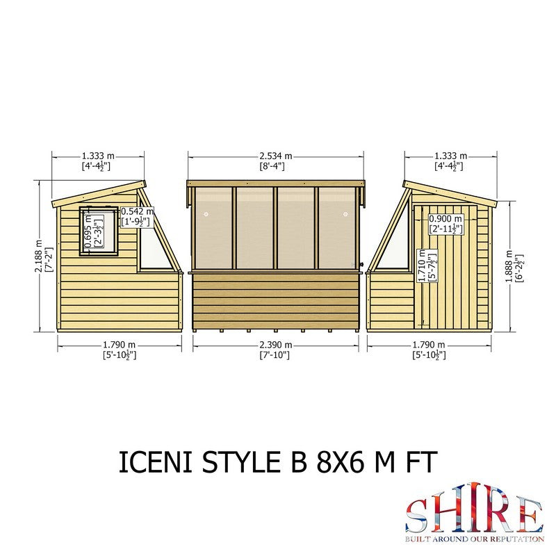 Shire Shire Iceni 8' 3" x 6' 3" Apex Shed - Premium Coated Shiplap